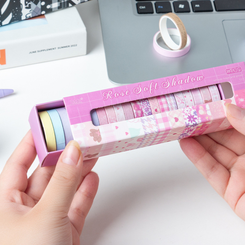 Masking Tape Thin - 1 caja/20 rollos de cinta adhesiva